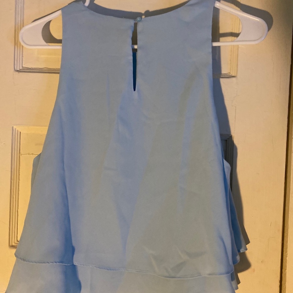 Forever 21 Chiffon Layered Flounce Top Light Blue - Picture 6 of 6